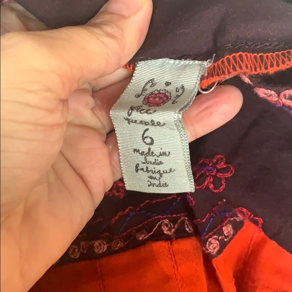 Free people red flounce dress with embroidered top - Picture 4 of 6